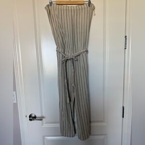 Cloth & Stone Beige Striped Jumpsuit